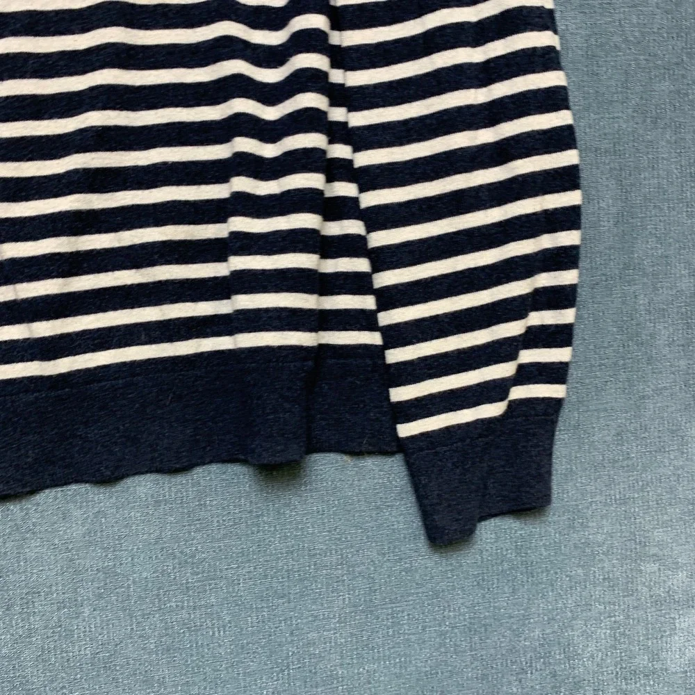 Banana Republic Premium Luxe Yarn Crew Sweater Mens XL Navy White Striped Casual